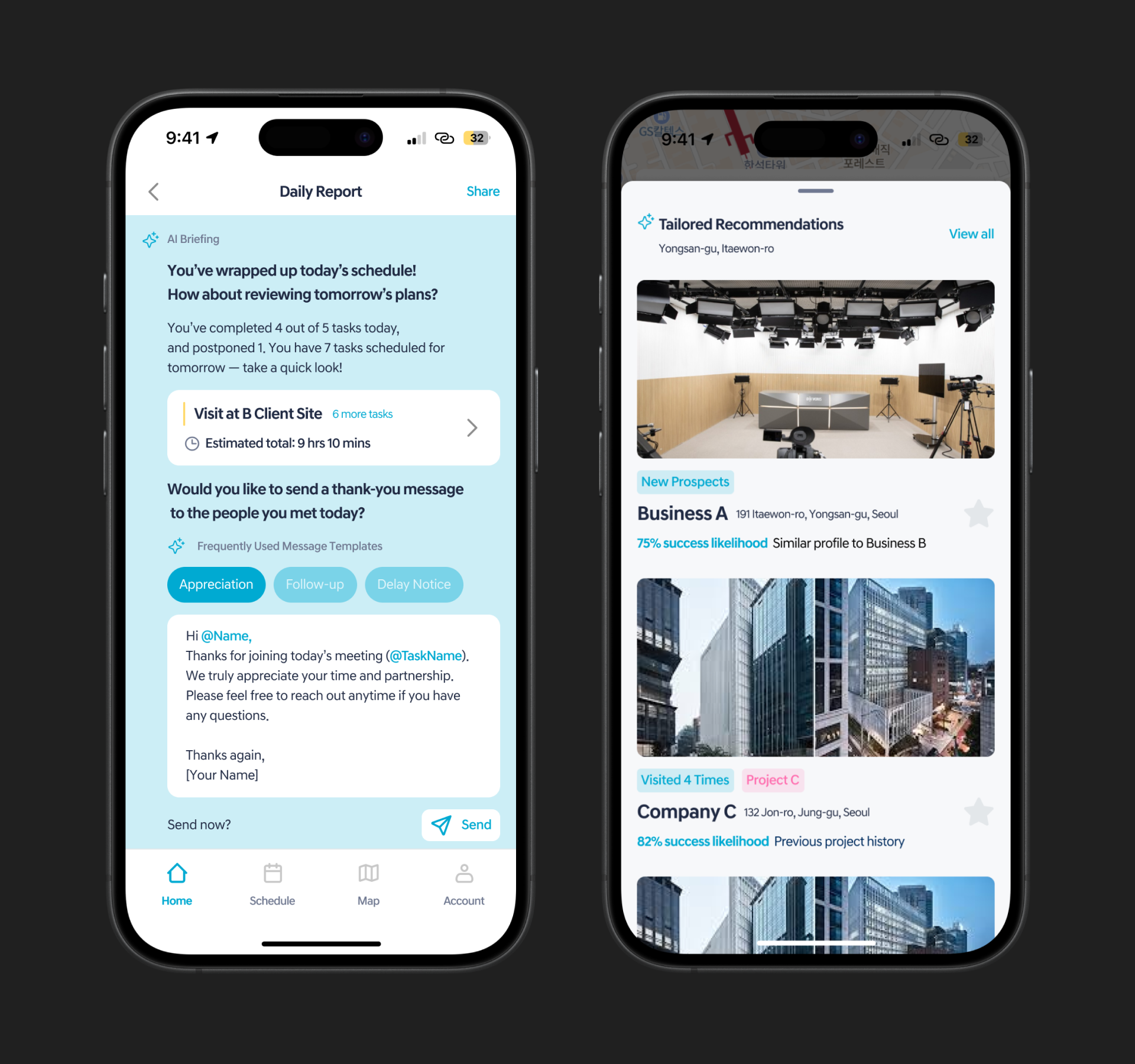 Daily report and recommendations